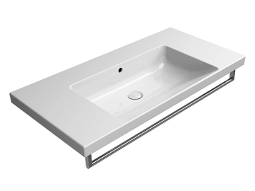 NORM 100X50 - Rectangular single ceramic washbasin with towel rail by GSI ceramica - view 2